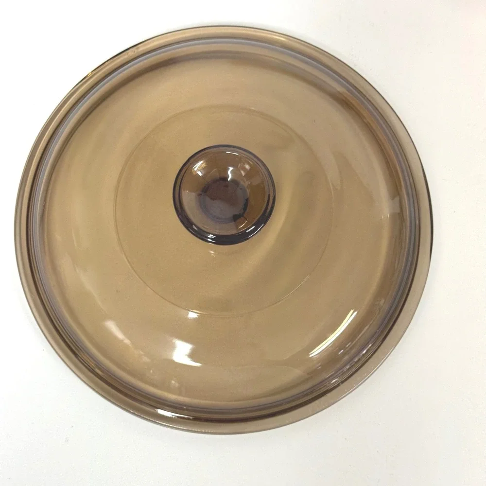 Vintage Vision Corning Amber Glass 2.5L Saucepan with Lid Made in USA